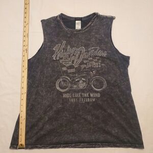 Harley Davidson Womens Black Sleeveless T-shirt Sz L Indianapolis Southside HD